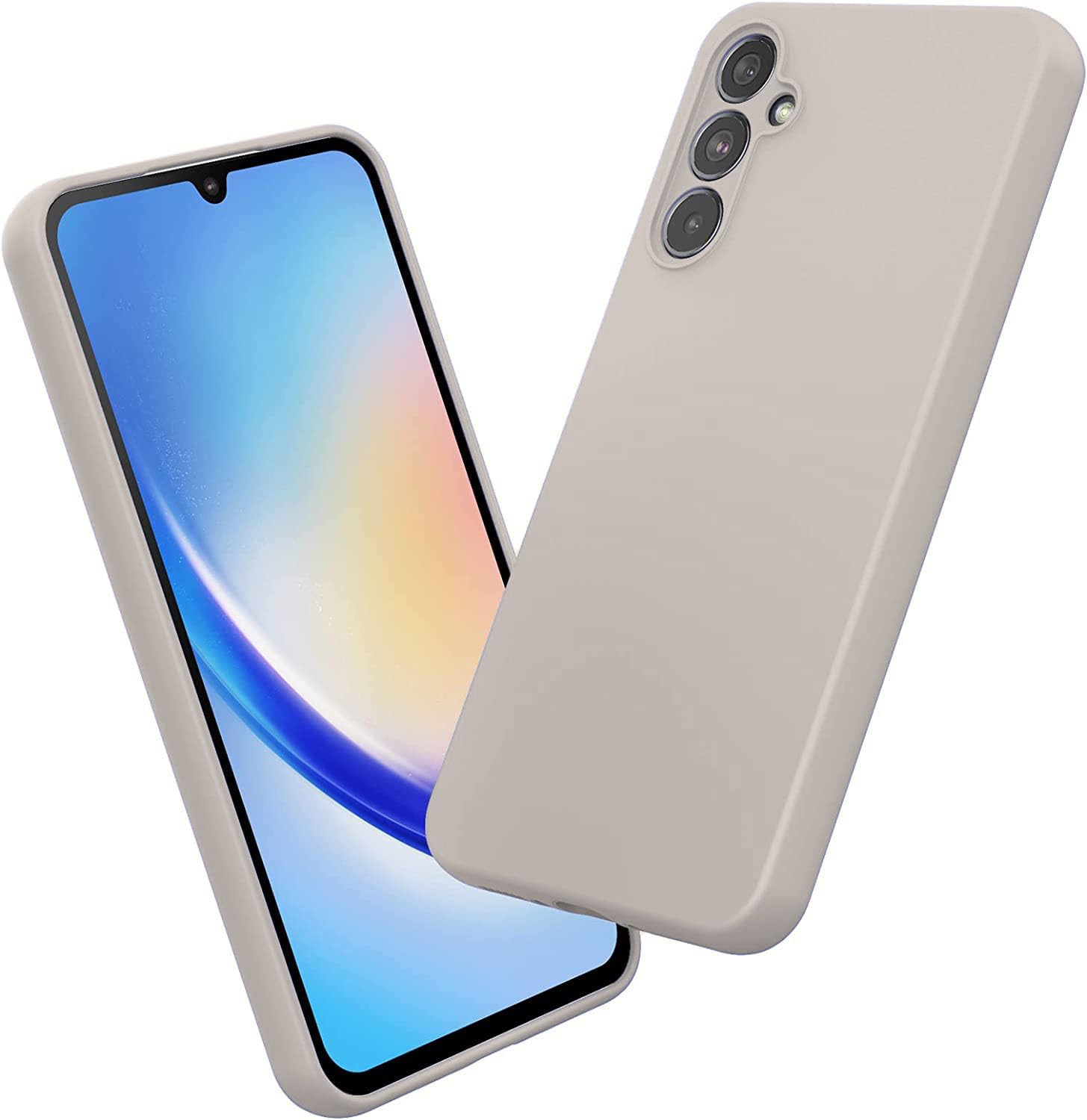 DIZORO Microfiber Candy Case Compatible for Samsung A14 5G Smooth Touch Cushion Liquid Soft Silicone Gel Rubber Premium Mobile Accessories Non-Slip Full Body Protective Shockproof – Stone Grey