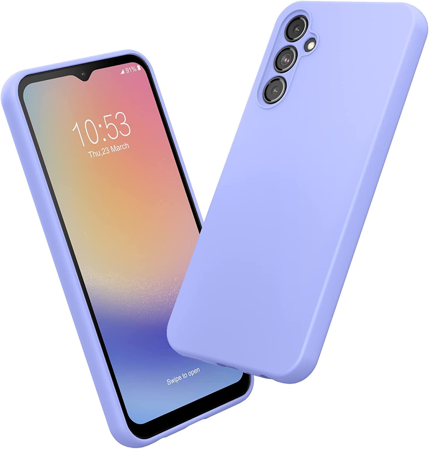 DIZORO Microfiber Candy Case Compatible for Samsung A14 5G Smooth Touch Cushion Liquid Soft Silicone Gel Rubber Phone Cases Non-Slip Full Body Protective Shockproof Back Cover – Purple