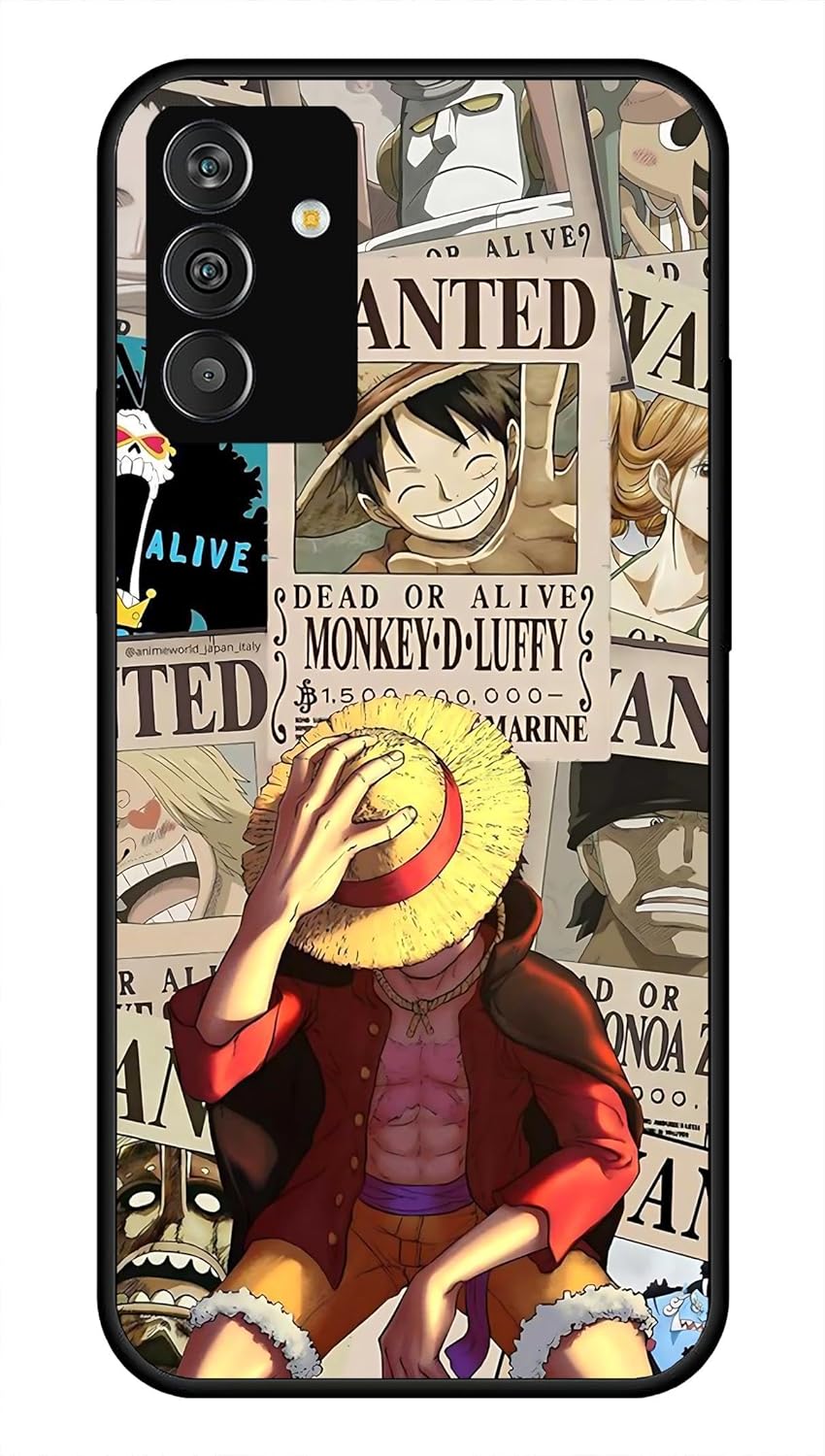 NDCOM for Samsung A14 5G Back Cover, Durable Samsung Galaxy A14 5G Back Cover, Slim and Protective A14 5G Samsung Back Cover Case Anime One Piece Wanted Luffy Printed Metal Case