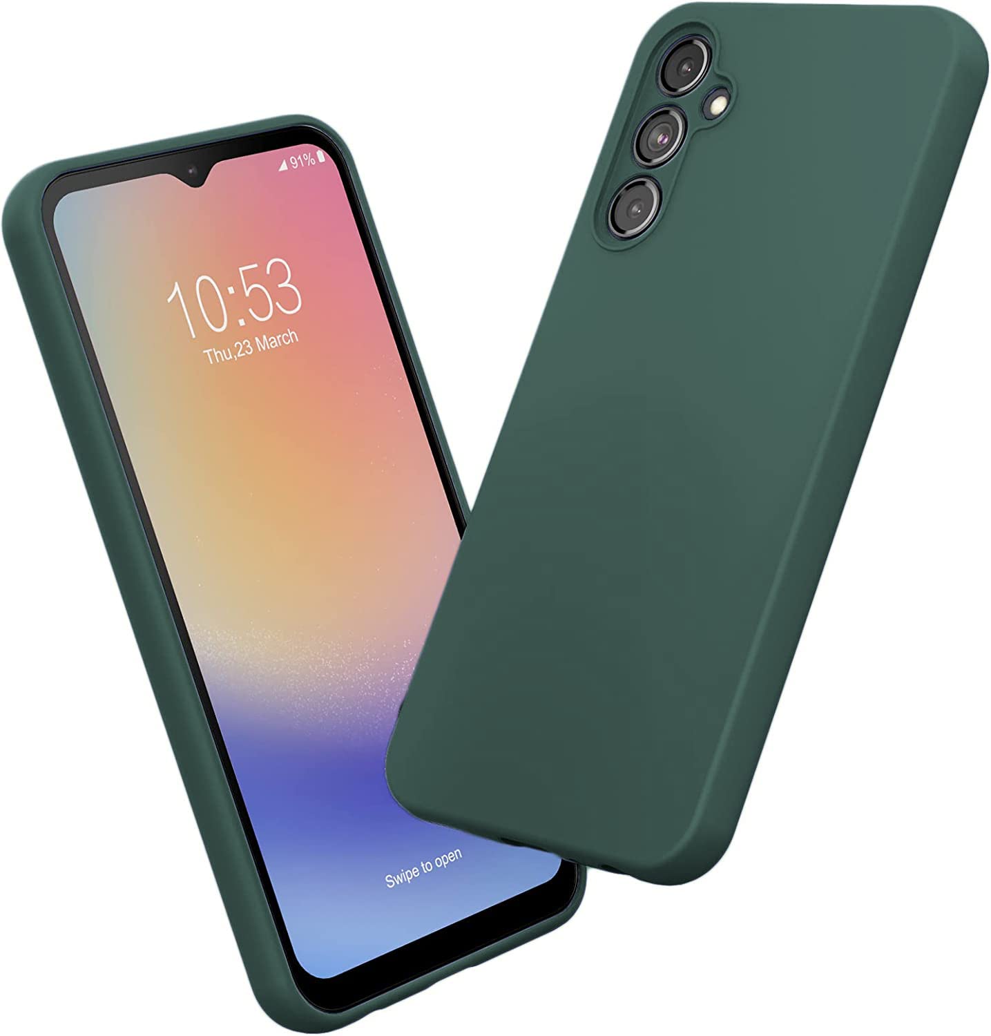 DIZORO Microfiber Candy Case Compatible for Samsung A14 5G Smooth Touch Cushion Liquid Soft Silicone Gel Rubber Premium Mobile Accessories Non-Slip Full Body Protective Shockproof – Forest Green