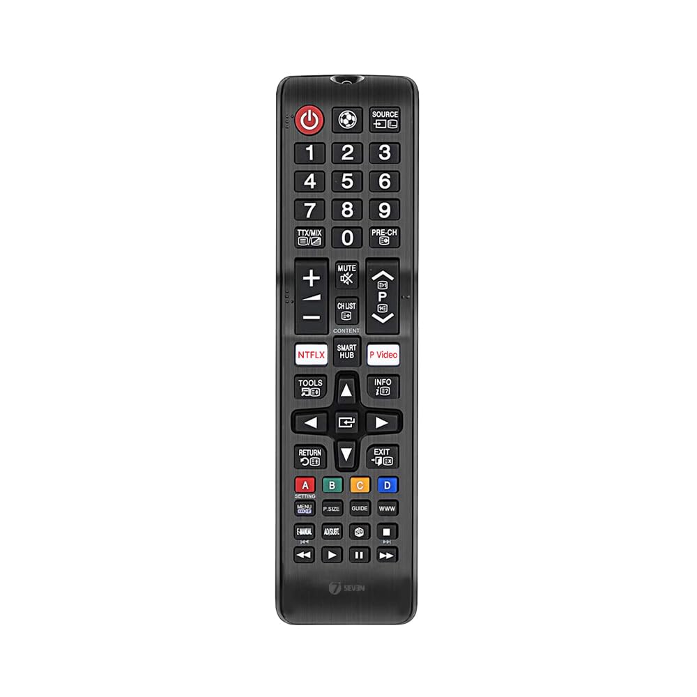 7SEVEN® Compatible with Samsung tv Remote Control Universal Replacement Remote for Original Samsung LCD LED OLED QLED UHD HD Plasma 3D Smart Hub Television with Netflix and Prime Video Hotkeys