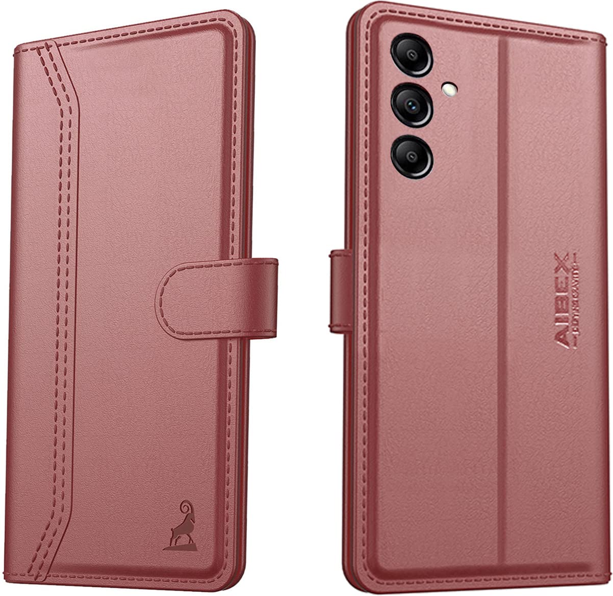 AIBEX ® Samsung Galaxy A14 5G Flip Cover Leather Finish | Inside TPU with Card Pockets | Wallet Stand | Complete Protection Flip Case Brown