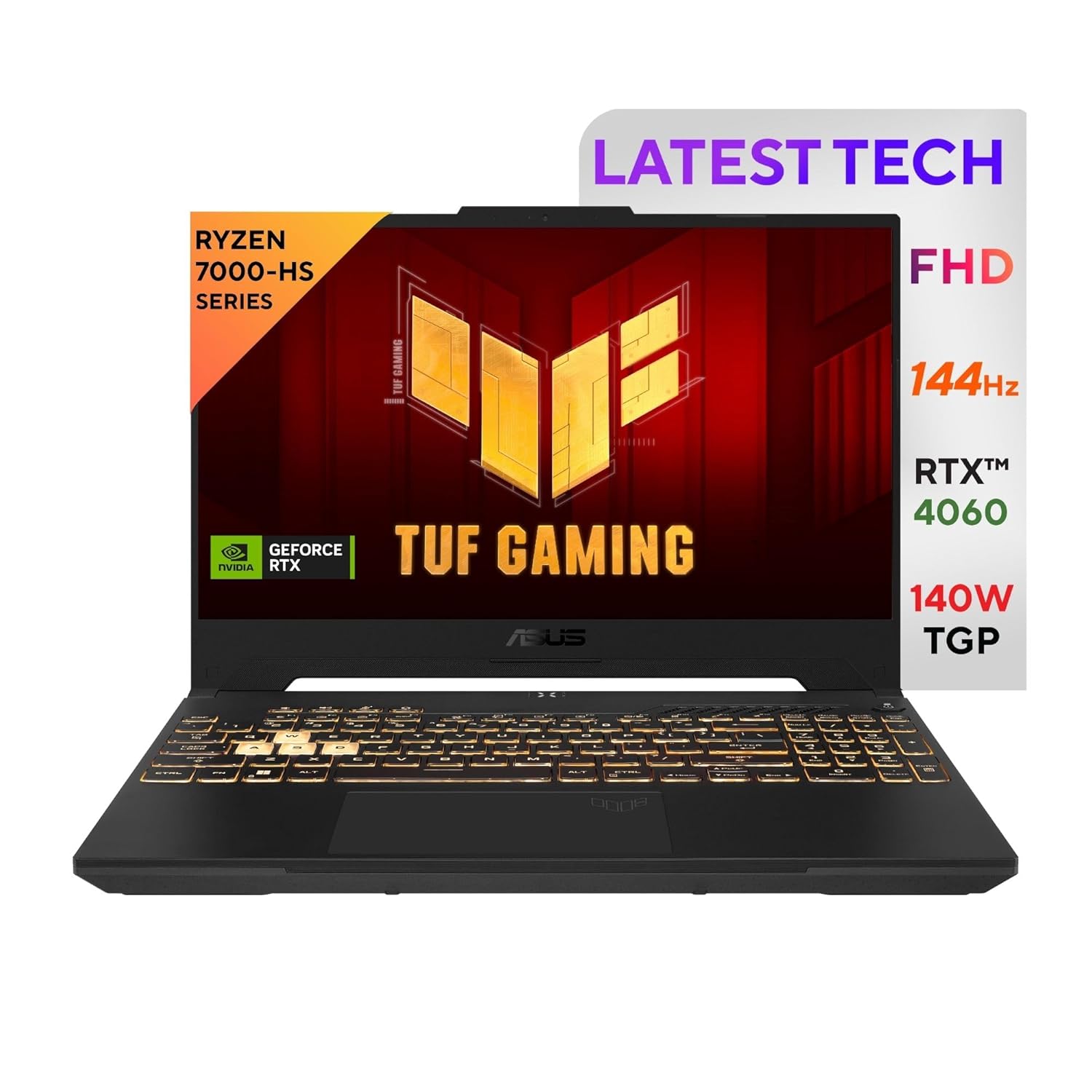 ASUS TUF Gaming A15, 15.6″ FHD 16:9, 144Hz 250nits, AMD Ryzen 7 7435HS Processor, Gaming Laptop (16GB RAM/512GB SSD/RTX 4060/Win 11/Office Home/90WHr Battery/Mecha Gray/2.2 Kg),FA507NVR-LP104WS