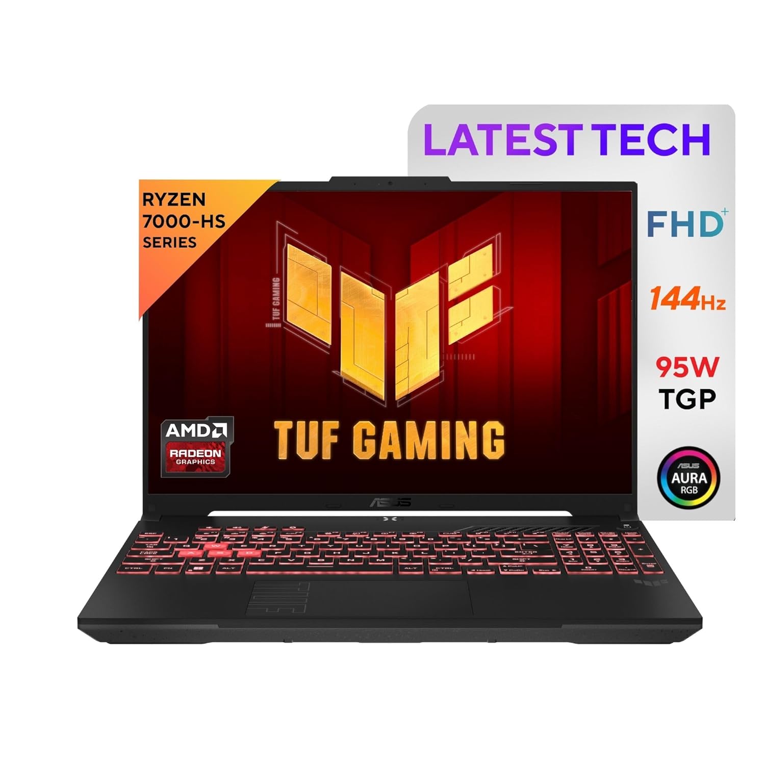 ASUS TUF Gaming A16 Advantage Edition, 16″ FHD+ 144Hz 300nits, AMD Ryzen 7 7435HS Processor, Gaming Laptop (16GB RAM/512GB SSD/AMD Radeon RX 7600S/Windows 11/Off Black/2.2 Kg), FA617NSR-RL083W