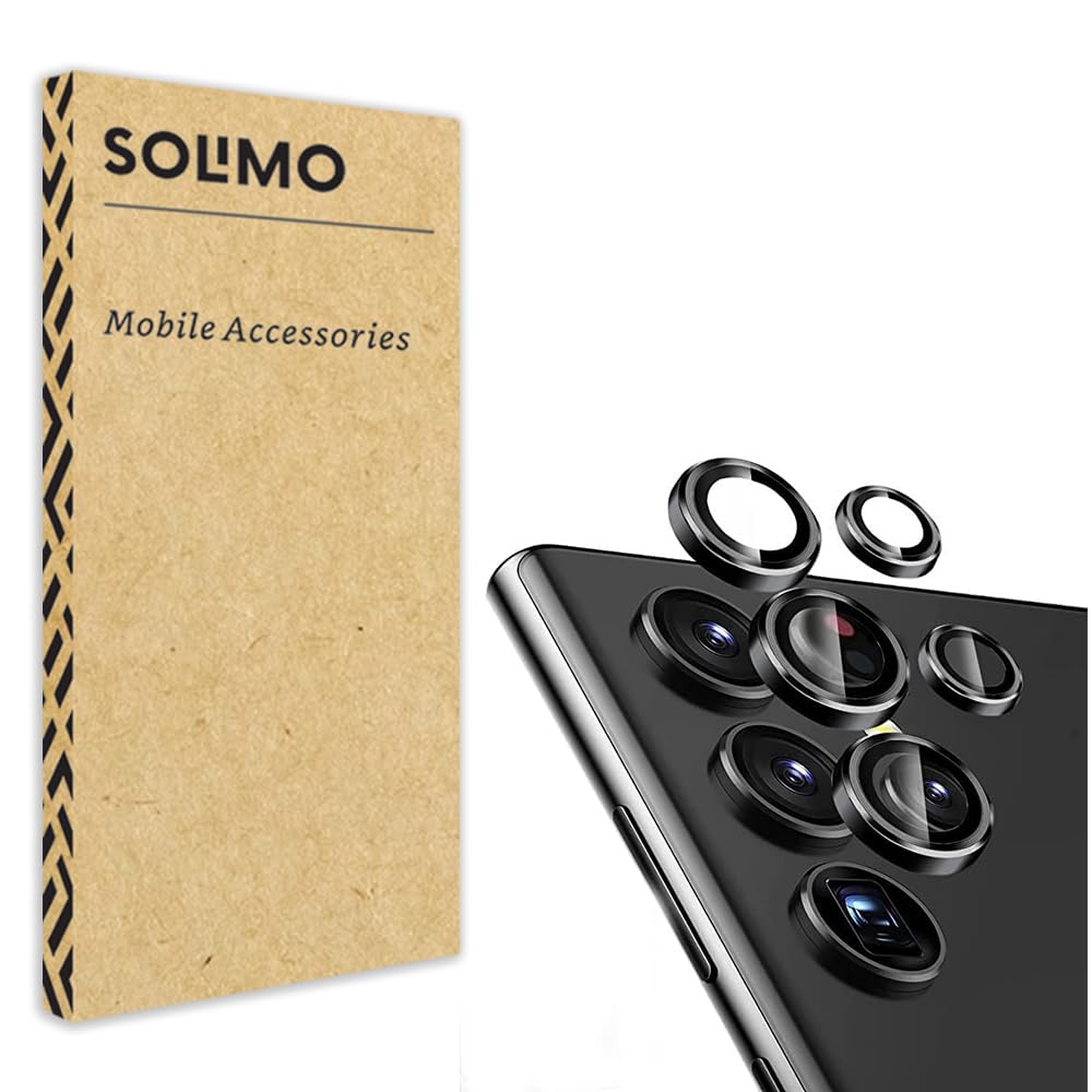 Amazon Brand – Solimo Camera Glass Lens Protector Ring for Samsung Galaxy S23 Ultra 5G Ultra Case Friendly with Edge to Edge Coverage and Easy Installation (Silver)