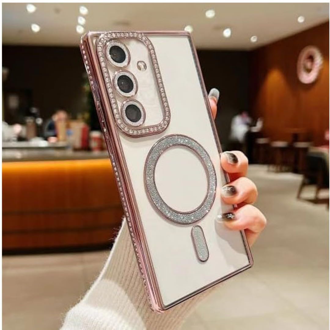 Apurb Store for Samsung Galaxy A14 4G / A14 5G Military Drop&Camera Lens Protection,Luxury Glitter Diamond Plated Bumper Clear Shockproof Back Cover for Samsung Galaxy A14 4G / A14 5G (Rose Gold)