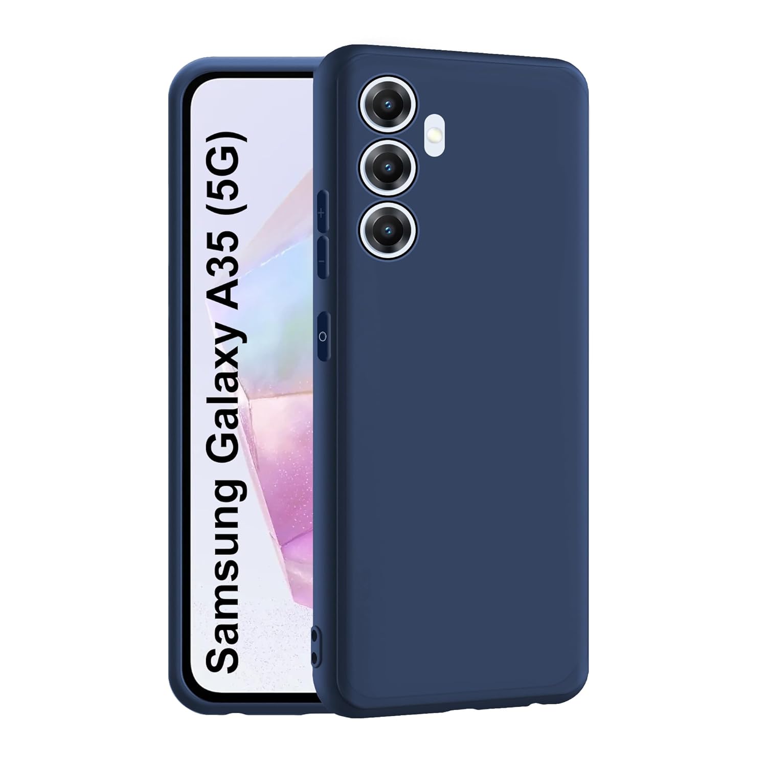 CEDO Samsung Galaxy A35 (5G) Back Cover | Camera Bump Protection & Inner Velvet Fabric Lining | Ultra Slim Matte Soft Rubberised Case Cover (Blue)