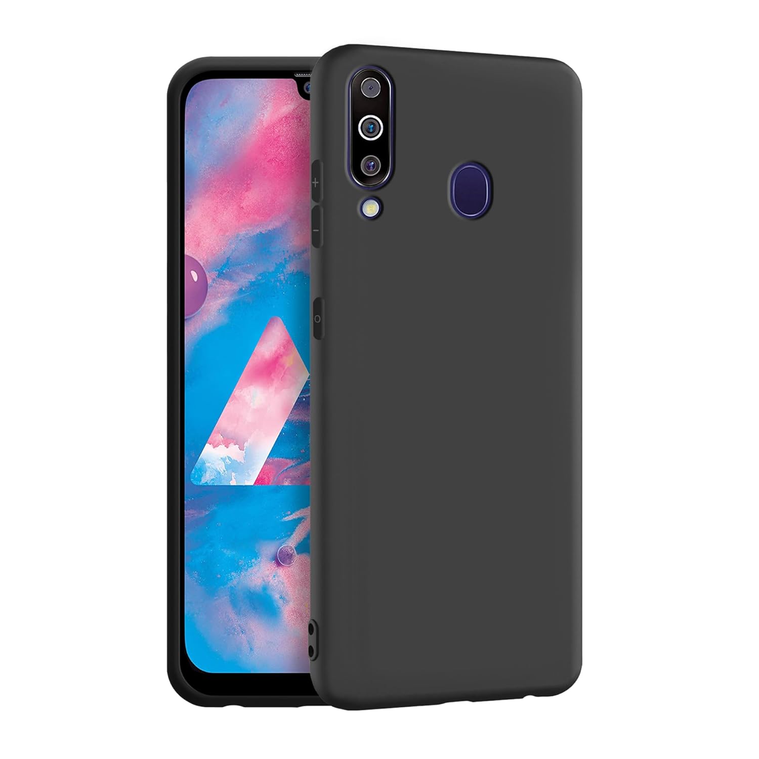CEDO Samsung Galaxy M30 Back Cover | Camera Bump Protection & Ultra Slim | Matte Soft Silicon Shock Proof Rubberised Back Case Cover (Black)