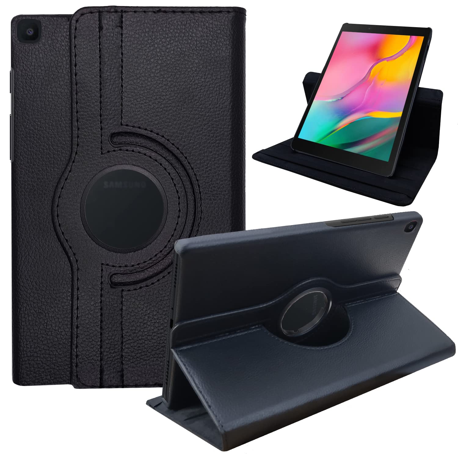 CEDO Samsung Tab A (8 Inch) (2019) Flip Cover | Leather Finish | 360 Degree Rotate Flip Cover | Shockproof Style Back Cover Case for Samsung Galaxy Tab A (8 Inch) (2019) SM-T290 / SM-T295 (Black)
