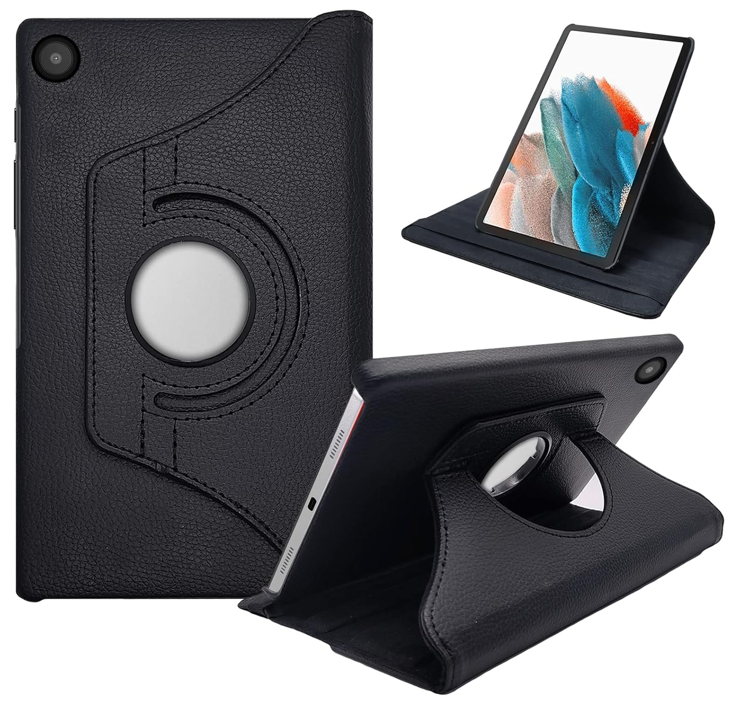 CEDO Samsung Tab A8 (10.5 Inch) Flip Cover | Leather Finish | 360 Degree Rotate Flip Cover | Shockproof Style Back Cover Case for Samsung Galaxy Tab A8 (10.5 Inch) SM-X200/SM-X205 (Black)