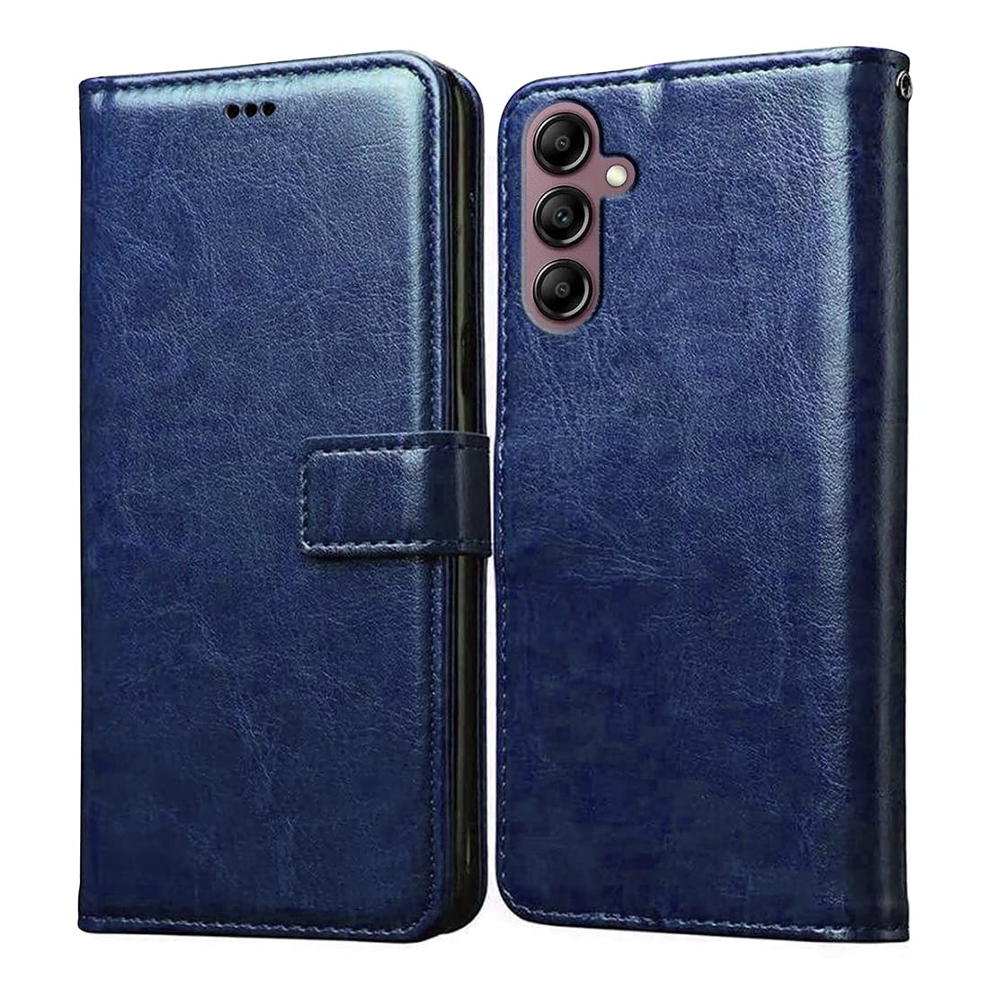 Casotec Flip Cover for Samsung Galaxy A14 5G | Premium Leather Finish | Inbuilt Pockets & Stand | Flip Case for Samsung Galaxy A14 5G (Blue)