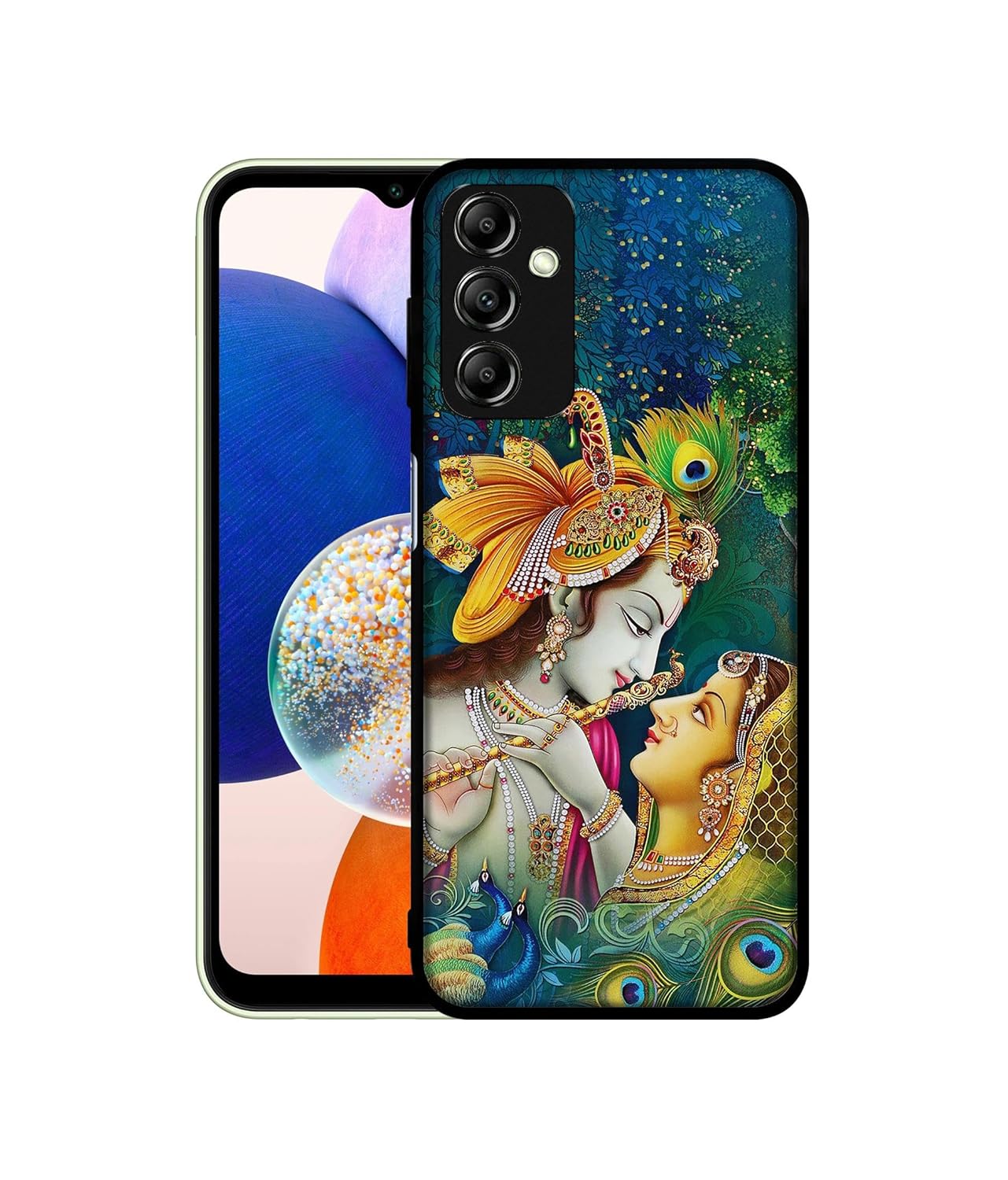 Casotec Radha Kishan Love Design Premium 2D Printed Metal Back Case Cover for Samsung Galaxy A14 5G / 4G