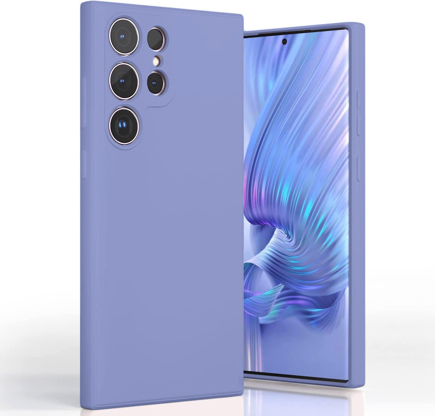 DIZORO Compatible with Samsung S23 Ultra 5G Back Cover with Upgraded Square Edges for Camera Protection Shockproof Flexible Matte Liquid Silicone Mobile Phone Case (Lavender Grey.)