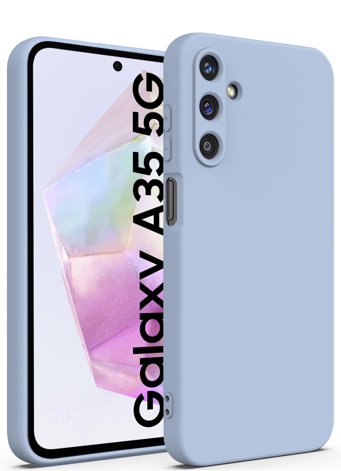 DIZORO Microfiber Candy Case For Samsung A35 5G Smooth Touch Cushion Liquid Soft Silicone Gel Rubber Phone Cases Non-Slip Full Body Protective Shockproof Back Cover -Carolina,Blue