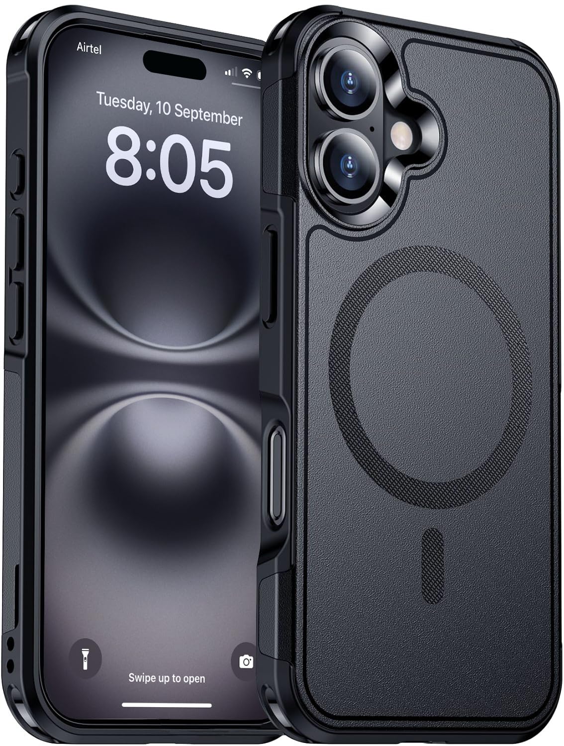 EGOTUDE Armor Case for iPhone 16 | Strong Magnetic [Compatible with Mag] Shockproof Heavy Duty [Military Grade Drop Protection] Rugged Back Cover for iPhone 16 (6.1″)-Black