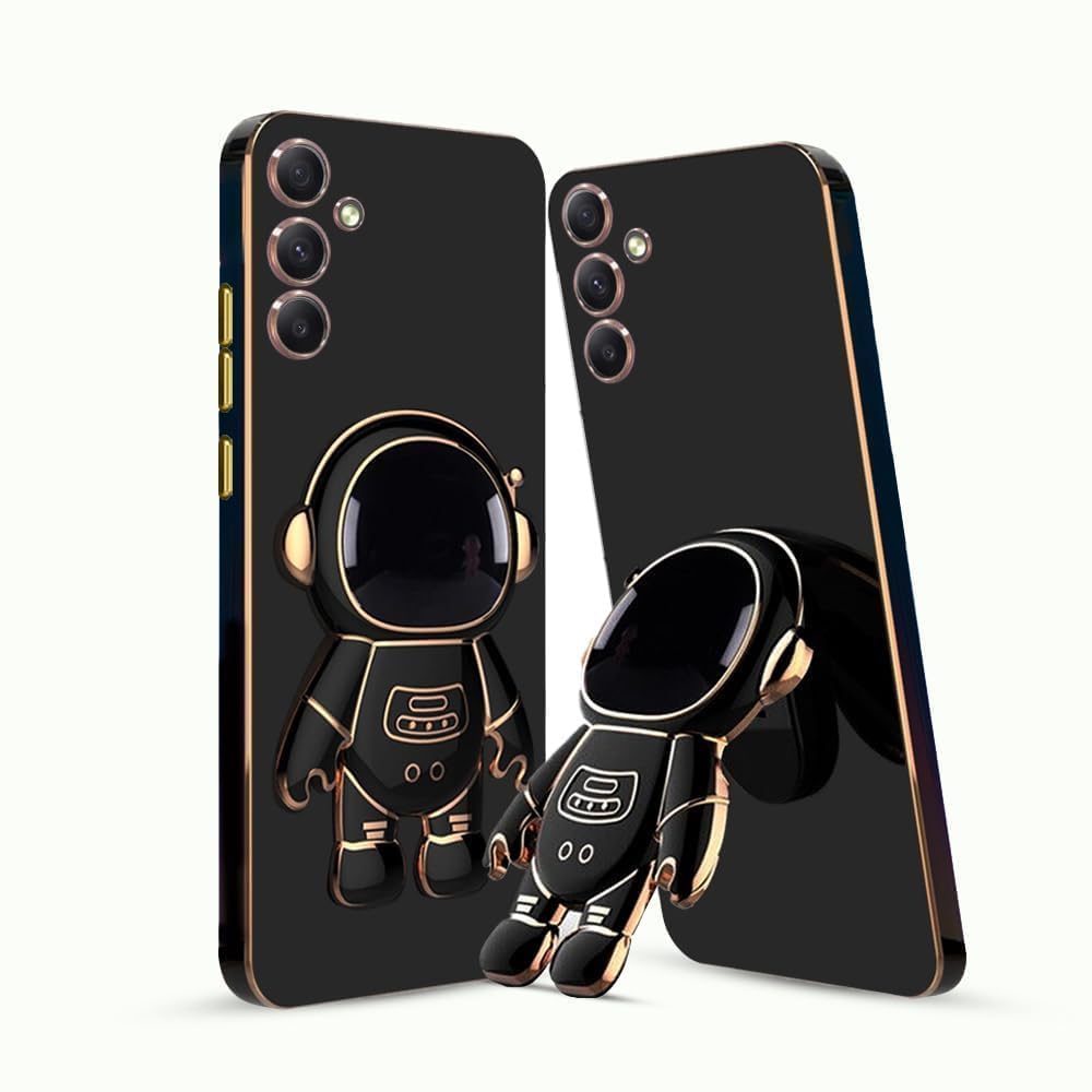 Erams Online for Samsung Galaxy A14 5G Case Cute 3D Astronaut Stand Design Camera Protection Shockproof Soft Back Cover for Samsung Galaxy A14 5G (Black)