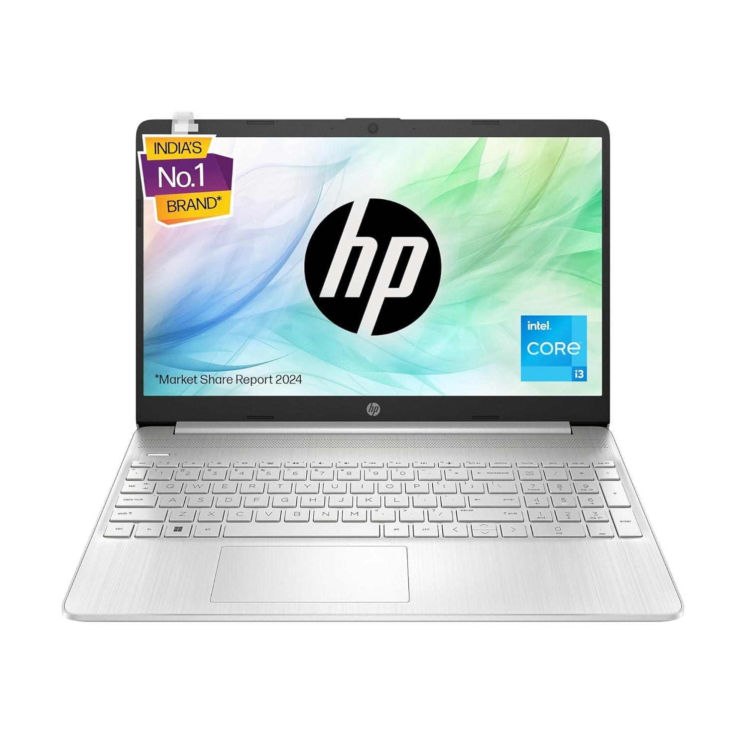HP 15s, Intel Core i3-1215, 8GB DDR4, 512GB SSD, 15.6-inch (39.6cm), Anti-Glare, FHD Laptop, Intel UHD Graphics, HD Camera, Dual Speakers (Win 11, Office 21, Silver, 1.69kg) fy5003TU