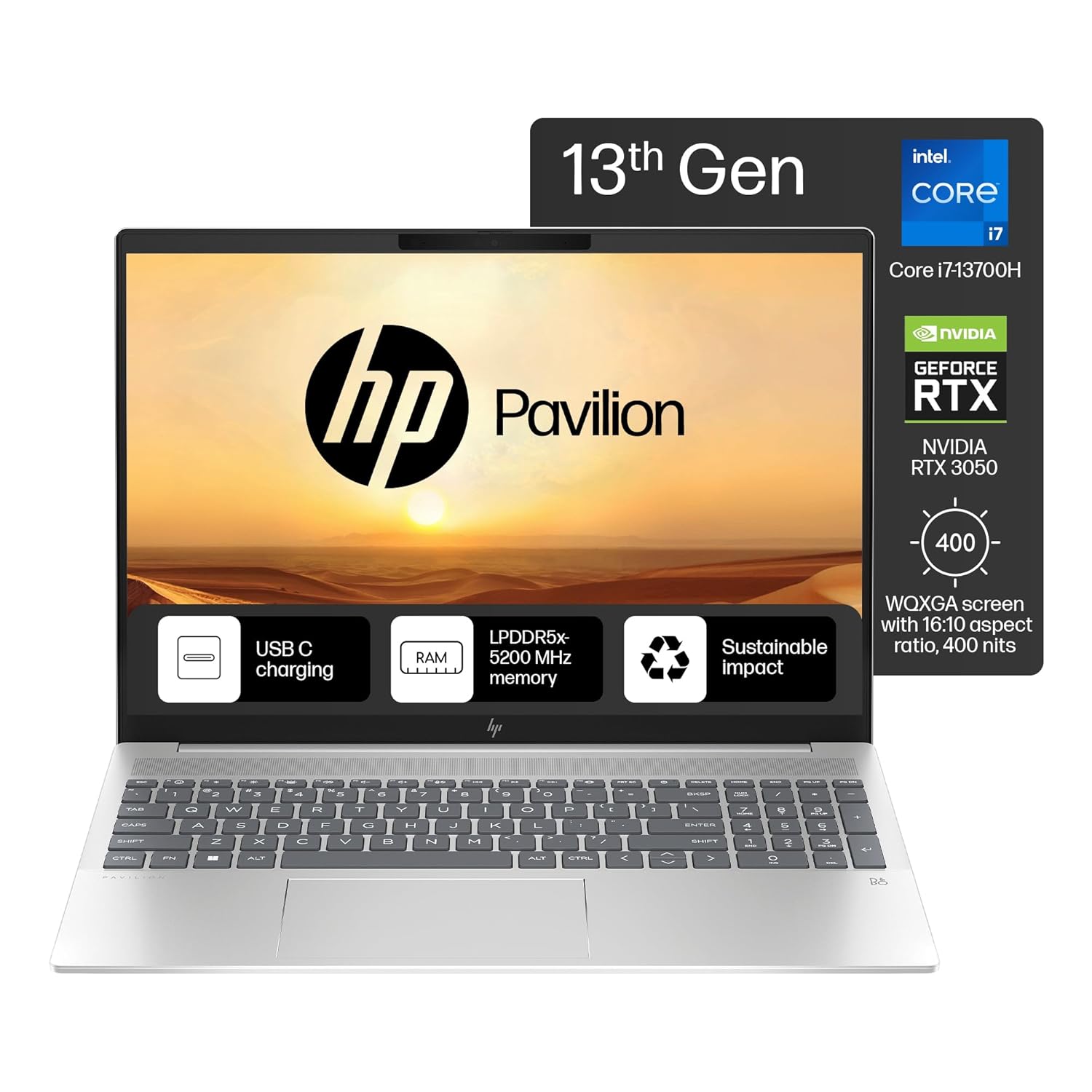 HP Pavilion Plus, 13th Gen Intel Core i7-13700H, 16GB LPDDR5x, 1TB SSD, (Win11, Office21, Silver, 1.9kg) BrightView, 16inch(40.6cm) WQXGA Laptop,6GB NVIDIA RTX 3050, 5MP IR camera, Backlit KB,ab0456TX HP Pavilion Plus, 13th Gen Intel Core i7-13700H, 16GB LPDDR5x, 1TB SSD, (Win11, Office21, Silver, 1.9kg) BrightView, 16inch(40.6cm) WQXGA Laptop,6GB NVIDIA RTX 3050, 5MP IR camera, Backlit KB,ab0456TX