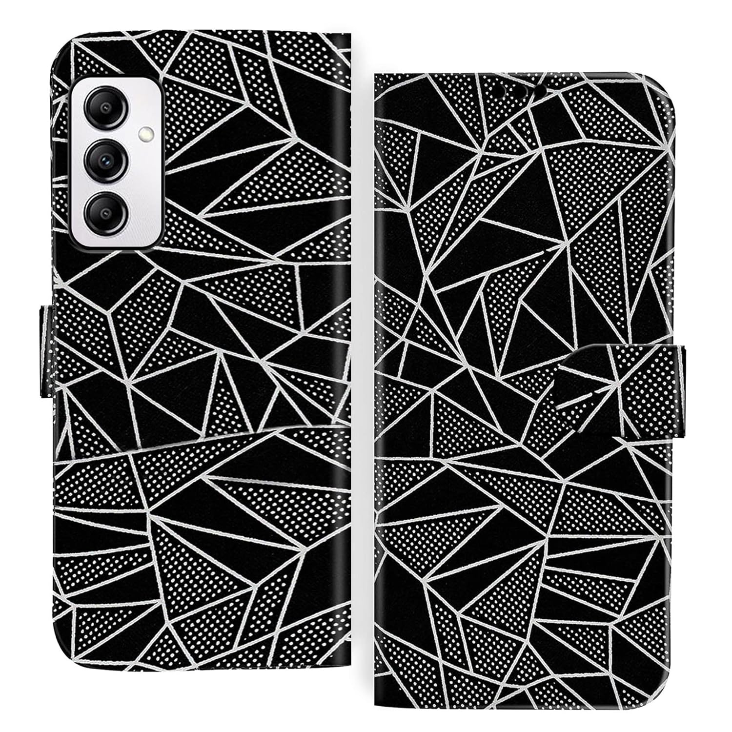 Knotyy Flip Back Cover Case for Samsung Galaxy A14 5G | Samsung A14 | Velvet Faux Leather Finish | Inbuilt Foldable Stand & Pockets | Flip Back Case Cover for Samsung Galaxy A14 5G (Black)