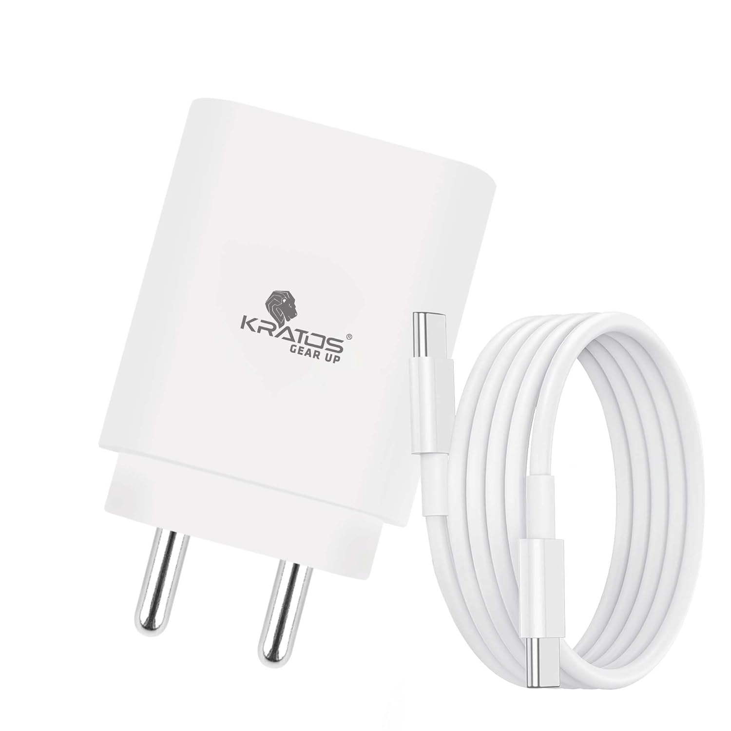 Kratos 25W Charger Adapter with Type C to C Cable, Fast Charger Compatible with Samsung Galaxy A15/M35/A35/A55/M05/M15/F15/M55| M34/M14/F34/F14/F54/A14/S24/S23/S21 Fe/S23/ Fold/Flip/6/5/4/3/Tab, White