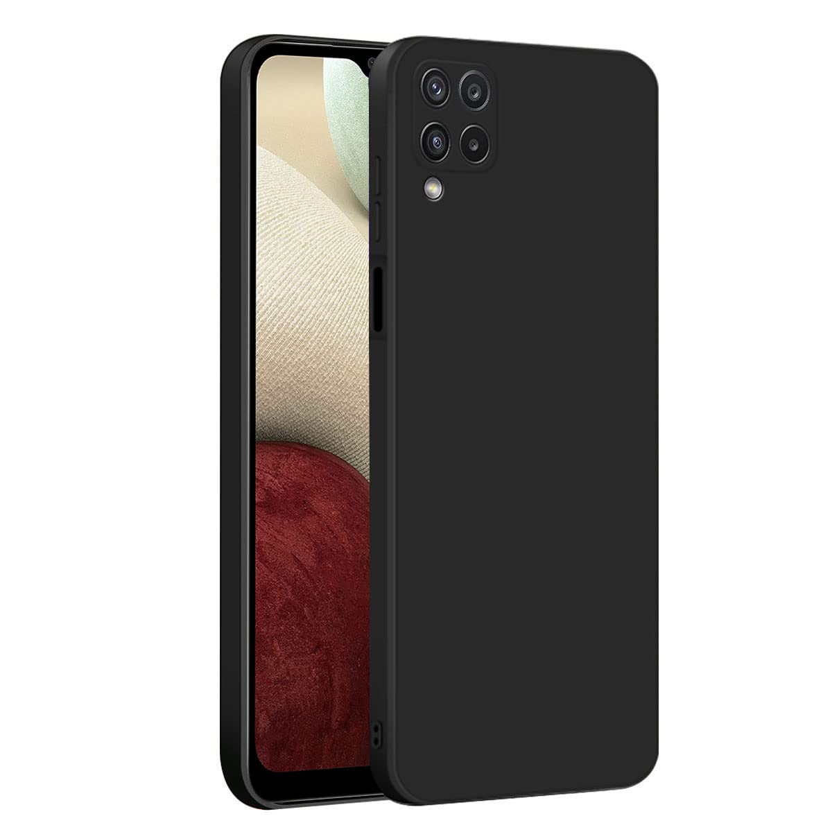 LIRAMARK Silicone Soft Back Cover Case for Samsung Galaxy A12 / M12 / F12 (Black)