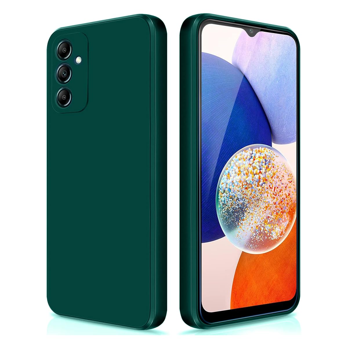 LIRAMARK Silicone Soft Back Cover Case with Micro-Fibre Cloth On Inner Side for Samsung Galaxy A14 5G (Green)