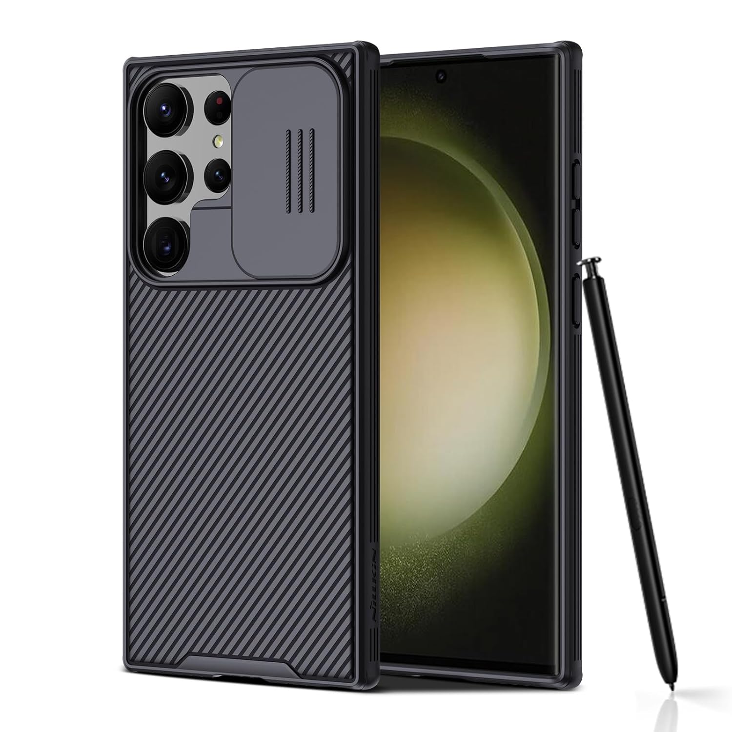 Nillkin Rubber Camshield Pro Case for Galaxy S23 Ultra 5G, [Camera Protection] with Slide Camera Cover, Slim Stylish Protective Case for Samsung Galaxy S23 Ultra 6.8″ Black