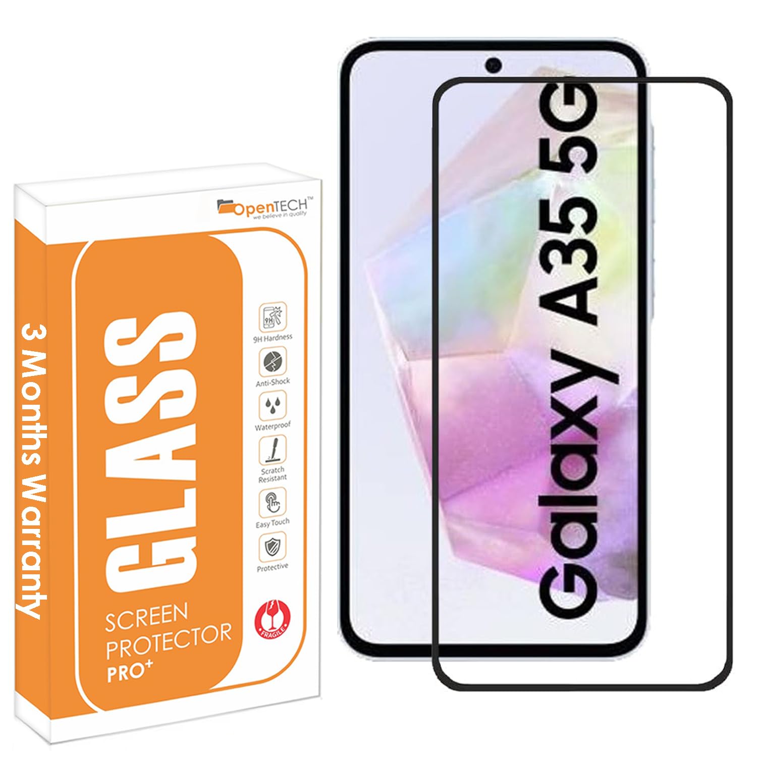 OpenTech® Tempered Glass Screen Protector Compatible For Samsung Galaxy A35 5G / Samsung Galaxy A55 5G (6.6 Inches) With Edge To Edge Coverage And Easy Installation Kit for Smartphone