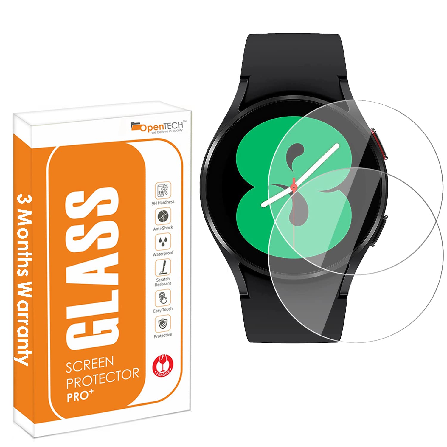 OpenTech® Tempered Glass Screen Protector Compatible for Samsung Galaxy Watch 4 / Watch 5 / Watch 6 / Watch 7 (44mm) (1.4″ inch) (Pack of 2) with Easy Installation kit