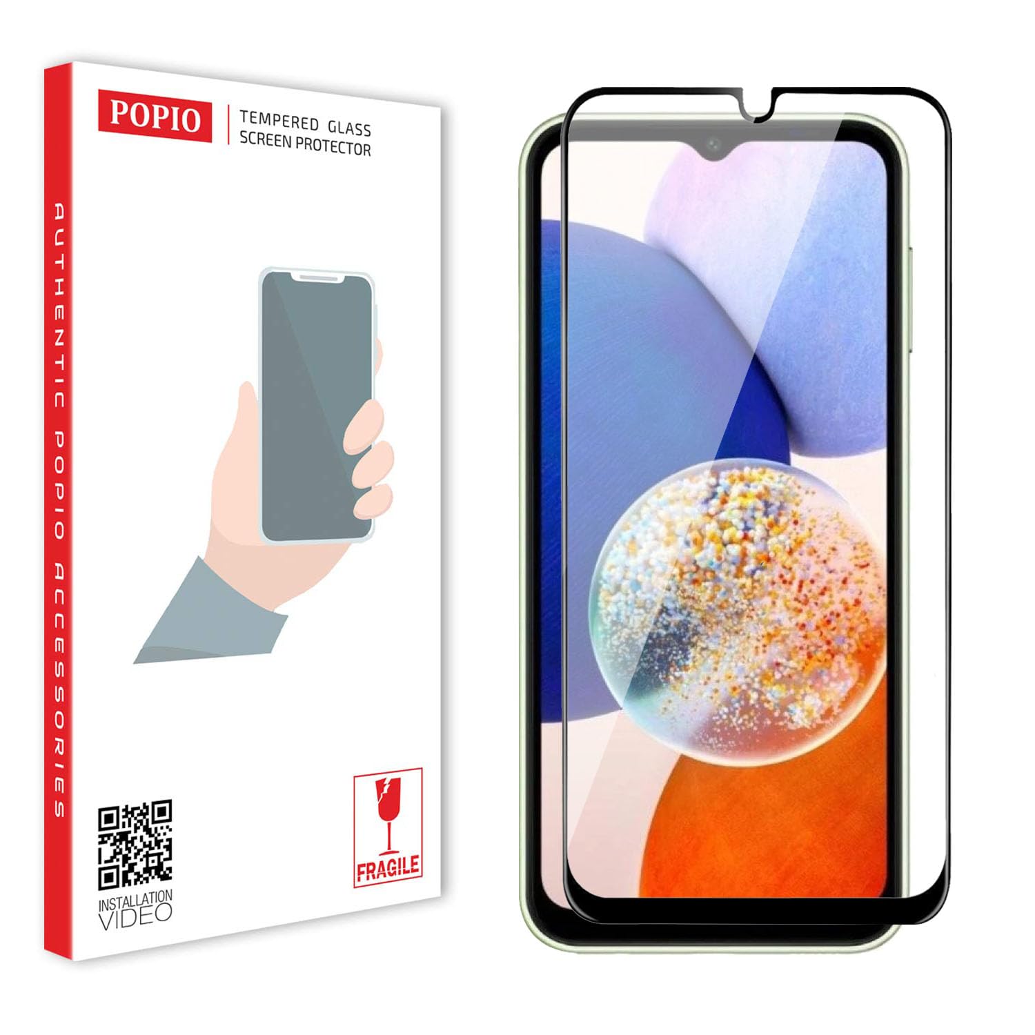 POPIO Tempered Glass Screen Protector Compatible For Samsung Galaxy A15 / A15 5G / A25 / F15 / M15 (Black) With Edge To Edge Coverage And Easy Installation Kit