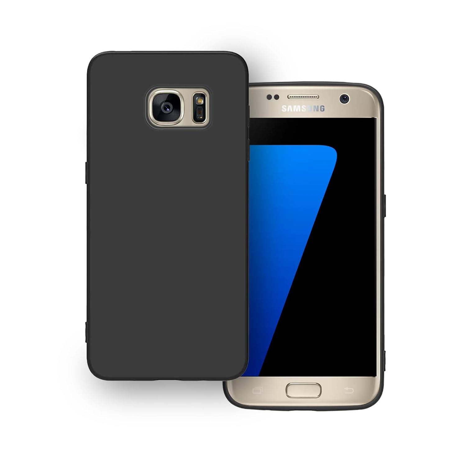 Plus Protection Matte Finished Back Cover Case for Samsung Galaxy S7 | Rubberized TPU | Slim Thin Soft Matte Flexible Matte Touch Shockproof – Matte Black