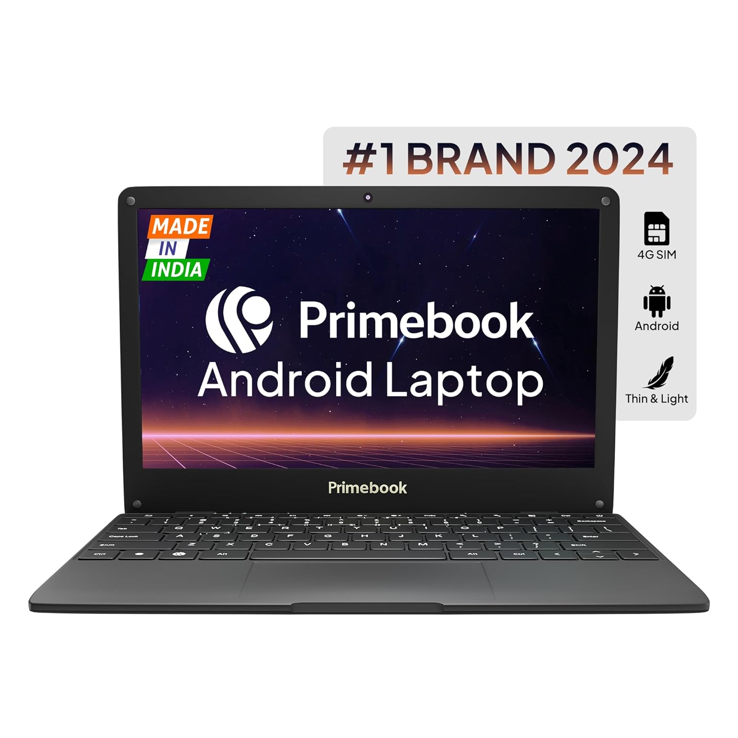 Primebook 4G, 2024(New, WiFi+4G) Android Based MediaTek MT8788 – (PrimeOS) 4G SIM Slot, Thin and Light Laptop (11.6 Inch, 1.065 Kg, Type C, USB, HDMI, MicroSD) (4GB/64GB eMMC Storage, Black)
