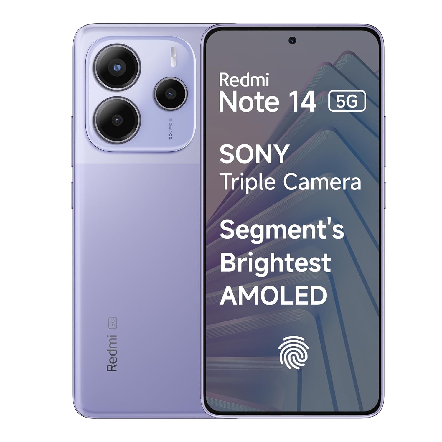 Redmi Note 14 5G (Phantom Purple, 8GB RAM 128GB Storage) | Global Debut MTK Dimensity 7025 Ultra | 2100 nits Segment Brightest 120Hz AMOLED | 50MP Sony LYT 600 OIS+EIS Triple Camera