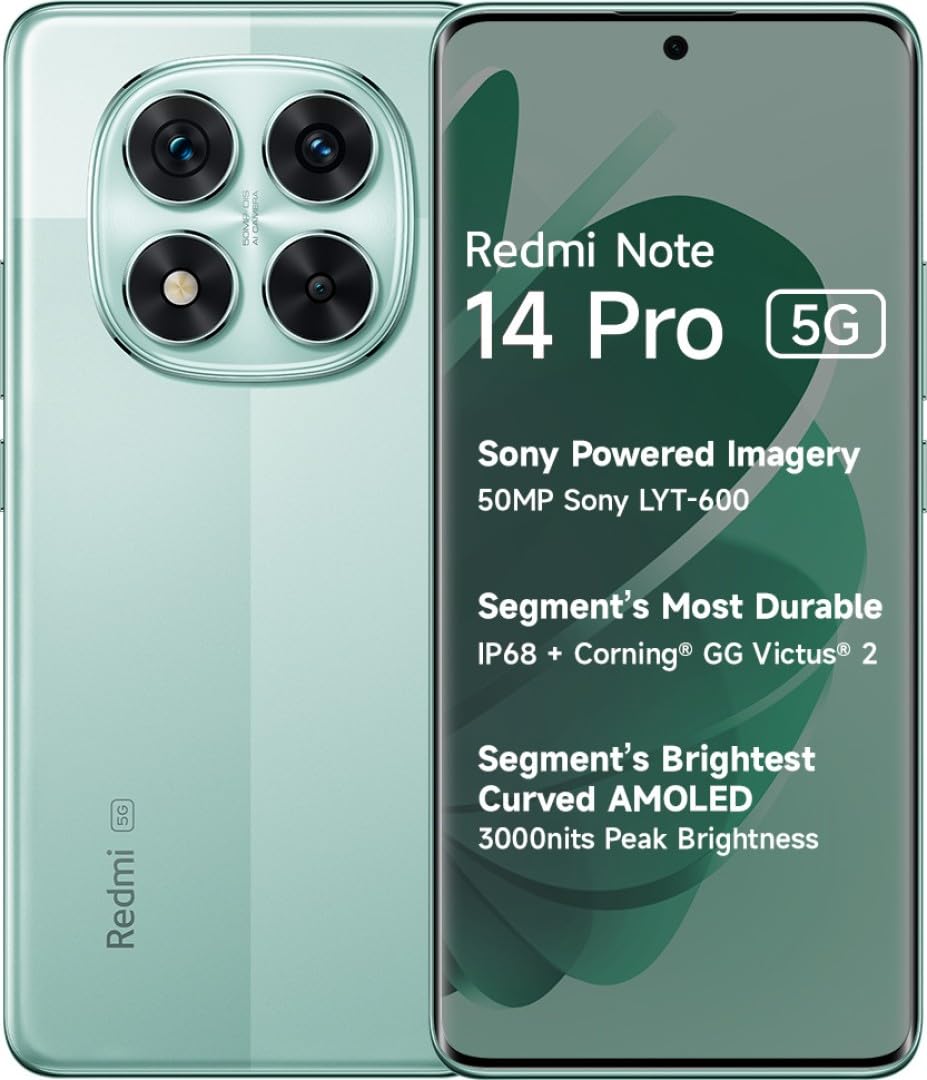 Redmi Note 14 Pro 5G (Ivy Green, 8GB RAM+ 128GB Storage) | Mediatek Dimensity 7300 Ultra Processor | AMOLED Display | Dual Nano-SIM | 5500mAh Battery Redmi Note 14 Pro 5G (Ivy Green, 8GB RAM+ 128GB Storage) | Mediatek Dimensity 7300 Ultra Processor | AMOLED Display | Dual Nano-SIM | 5500mAh Battery