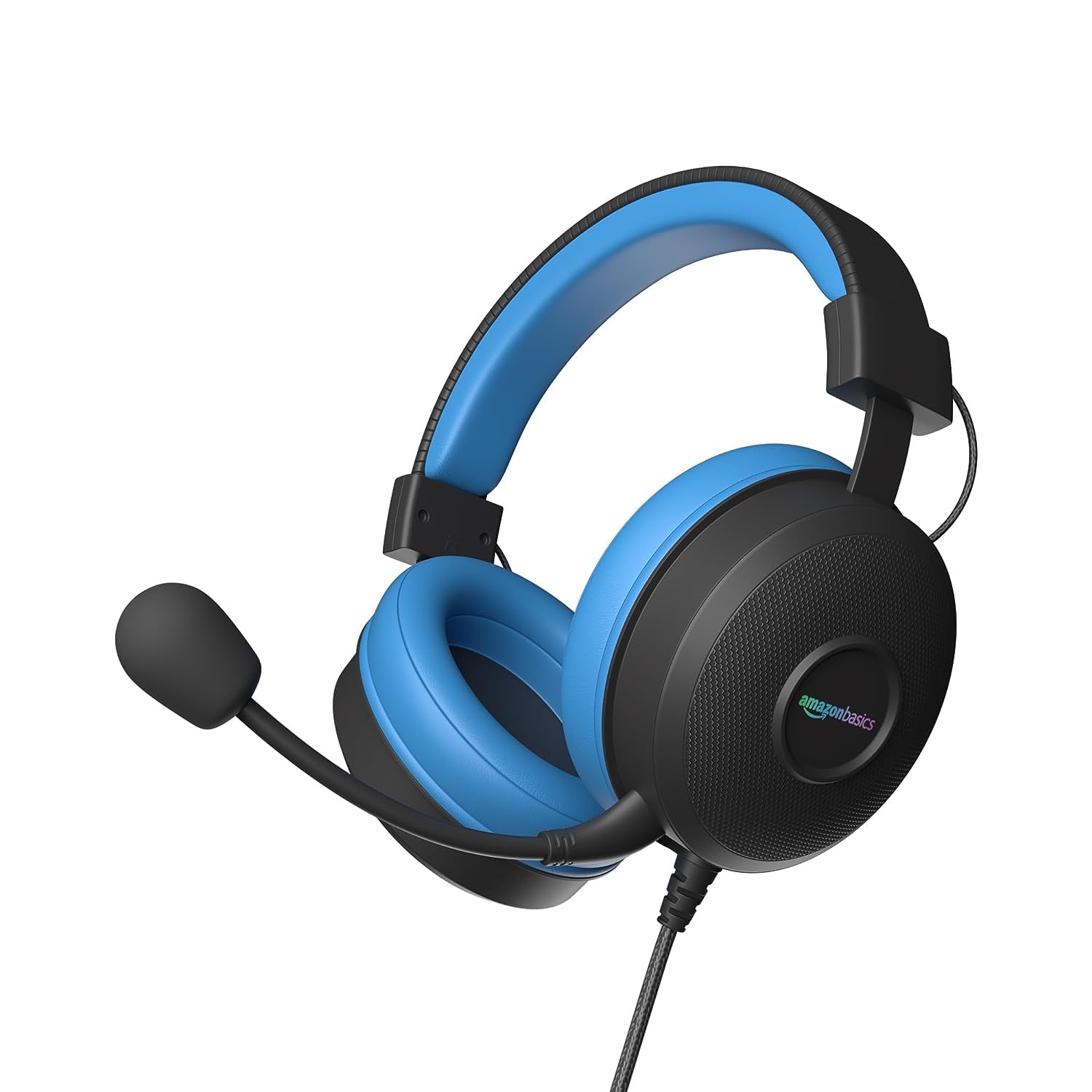 (Refurbished) Amazon Basics Wired Over Ear Gaming Headphones mic for PC, Laptop | Static RGB | (Black – Blue)