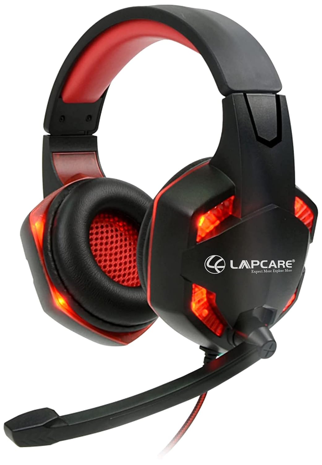 (Refurbished) Lapcare Super Bass LHP-300 On Ear Wired Gaming Headphone with 7 RGB LED Modes,50 MM Driver, Mic (Black)- Headset with Immersive 3D Gaming Sound, 360 Degree Sound