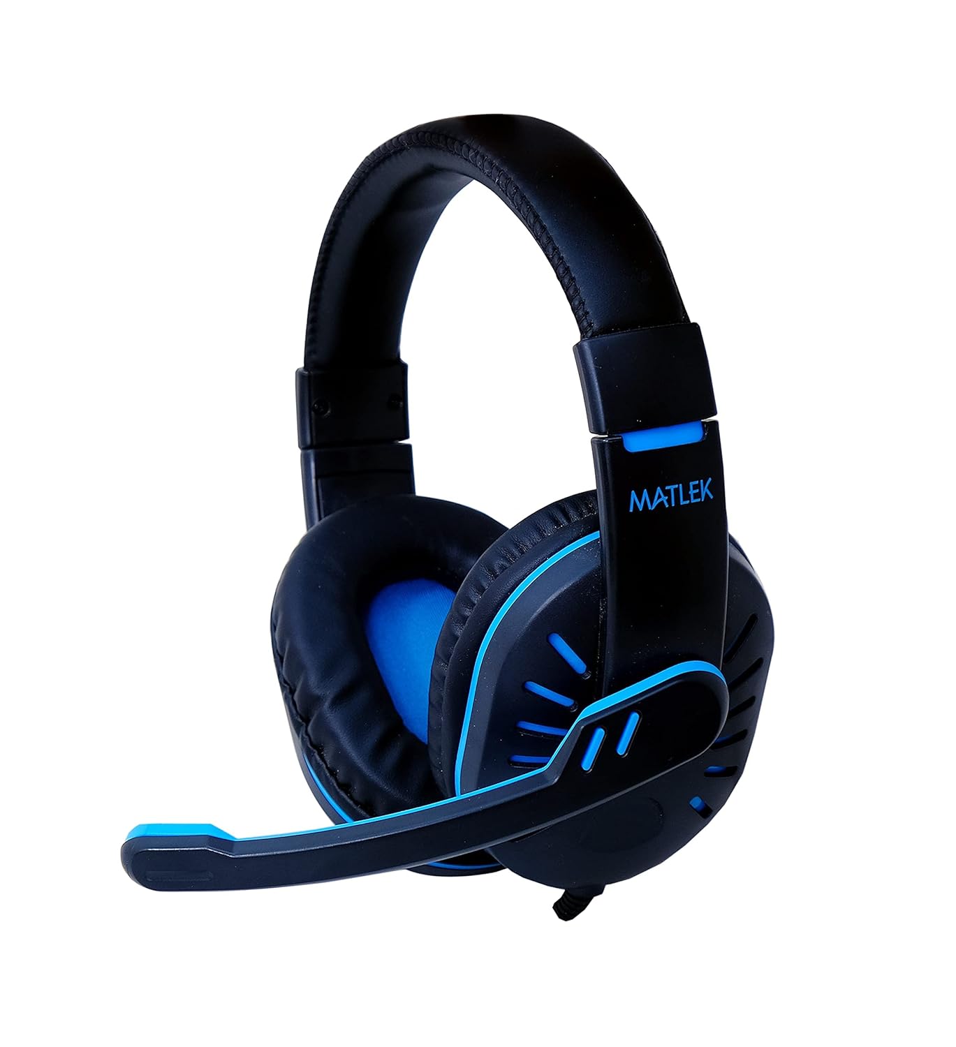 (Refurbished) Matlek Gaming Headphones with Adjustable Mic | Surround Sound | Deep Bass | Works with All Mobile Phones, PS5, PS4, Xbox One, Blue-Black (GH-16)