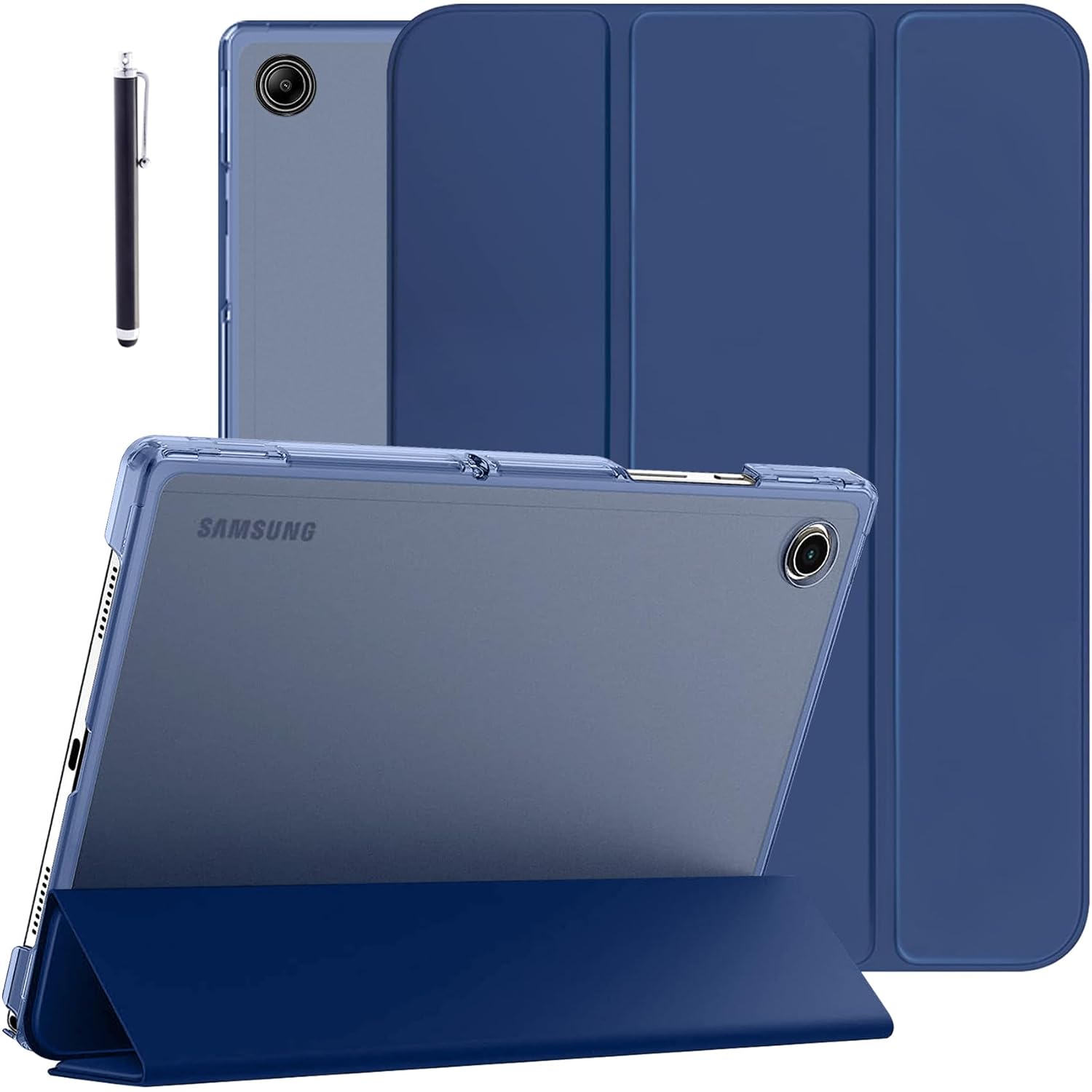 Robustrion Cover for Samsung Galaxy Tab A9 Cover Case 8.7 inch, Flip Stand Cover Case for Samsung Galaxy Tab A9 Tablet Cover [SM-X110/X115/X117] with Transparent Back – Blue