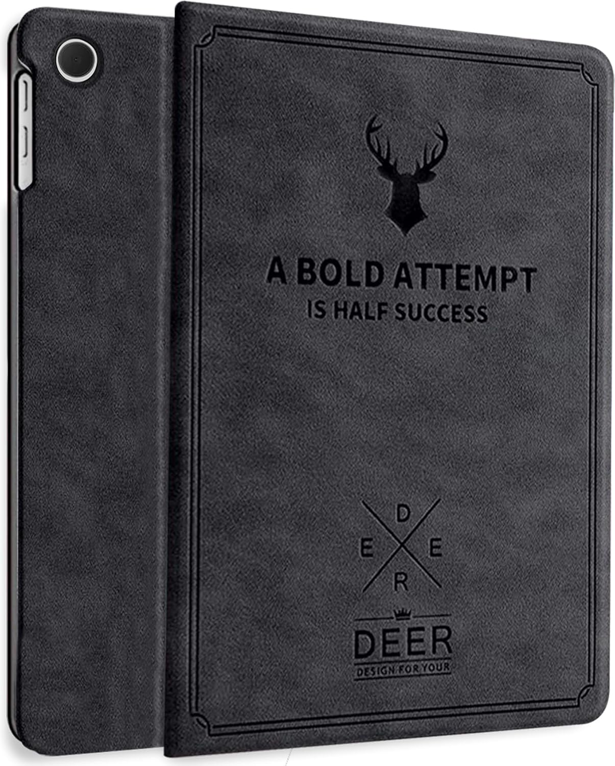 Robustrion for Samsung Galaxy Tab A9 Plus 11 inch Cover Case, Deer Flip Cover Case for Samsung Tab A9 Plus Cover/Tab A9+ Tablet Cover [Auto Sleep Wake Support] – Black