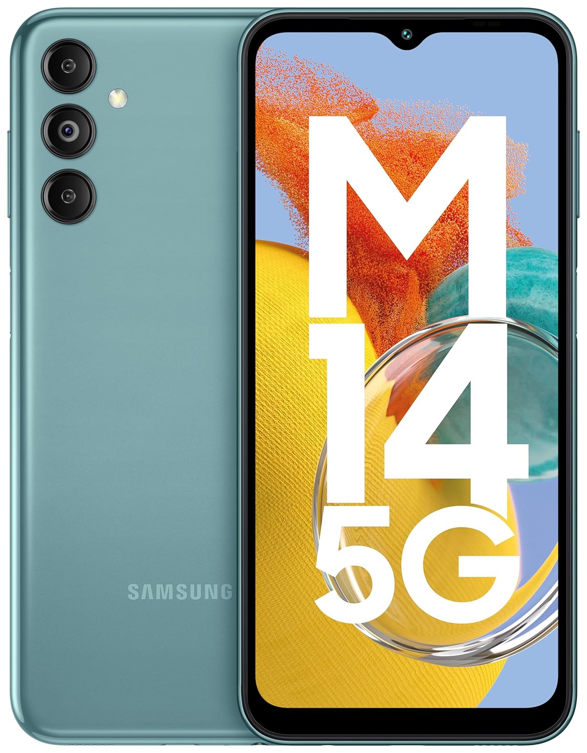 Samsung Galaxy M14 5G (Smoky Teal,4GB,128GB)|50MP Triple Cam|Segment’s Only 6000 mAh 5G SP|5nm Processor|2 Gen. OS Upgrade & 4 Year Security Update|8GB RAM with RAM Plus|Android 13|Without Charger