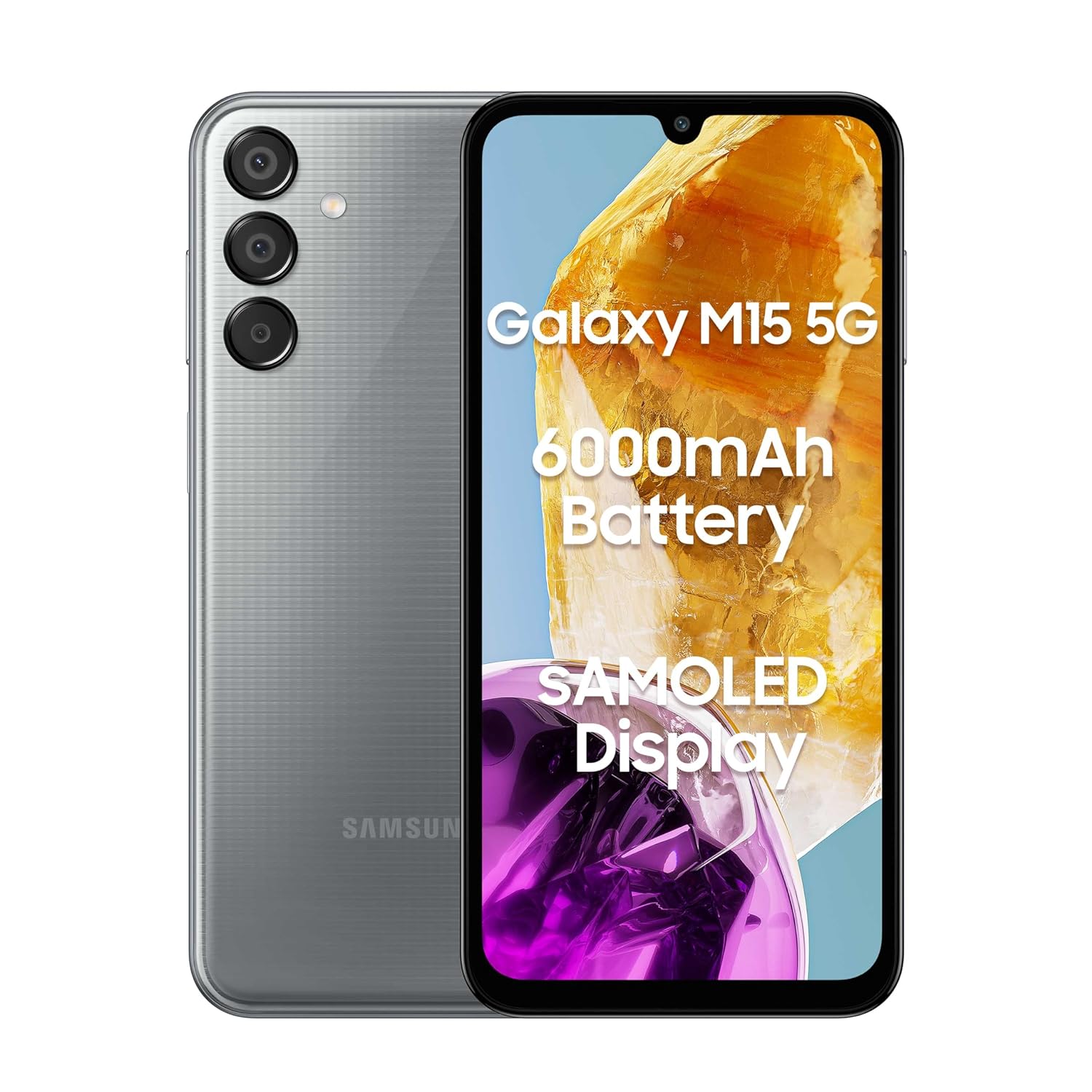 Samsung Galaxy M15 5G (Stone Grey,4GB RAM,128GB Storage)| 50MP Triple Cam| 6000mAh Battery| MediaTek Dimensity 6100+| 4 Gen. OS Upgrade & 5 Year Security Update| Super AMOLED Display| Without Charger Samsung Galaxy M15 5G (Stone Grey,4GB RAM,128GB Storage)| 50MP Triple Cam| 6000mAh Battery| MediaTek Dimensity 6100+| 4 Gen. OS Upgrade & 5 Year Security Update| Super AMOLED Display| Without Charger