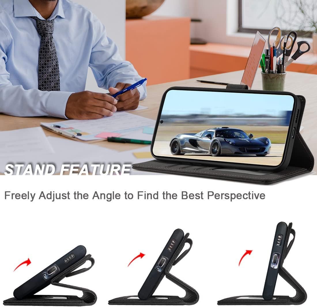 Scalebee Flip Cover for Samsung Galaxy S23 Ultra Wallet Case Luxury Leather Back Cover with Card Holder Kickstand (Brown)