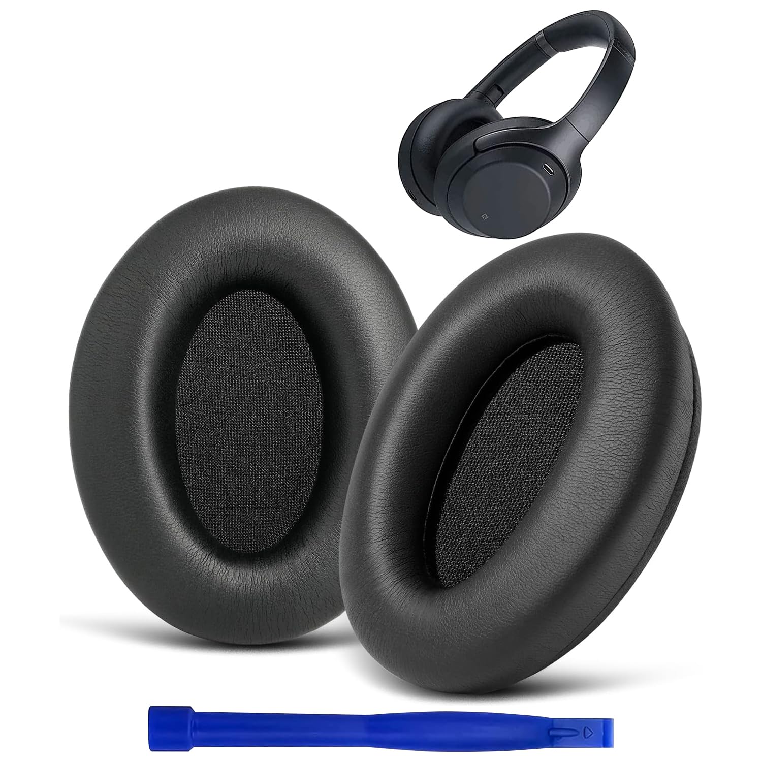 Street27® Replacement Ear Pads Cushions Compatible with Sony WH-1000XM3 (WH1000XM3) Headphones, Soft Protein Leather Earpads Cushions Earmuffs with Superior Noise Isolating Memory Foam – Black