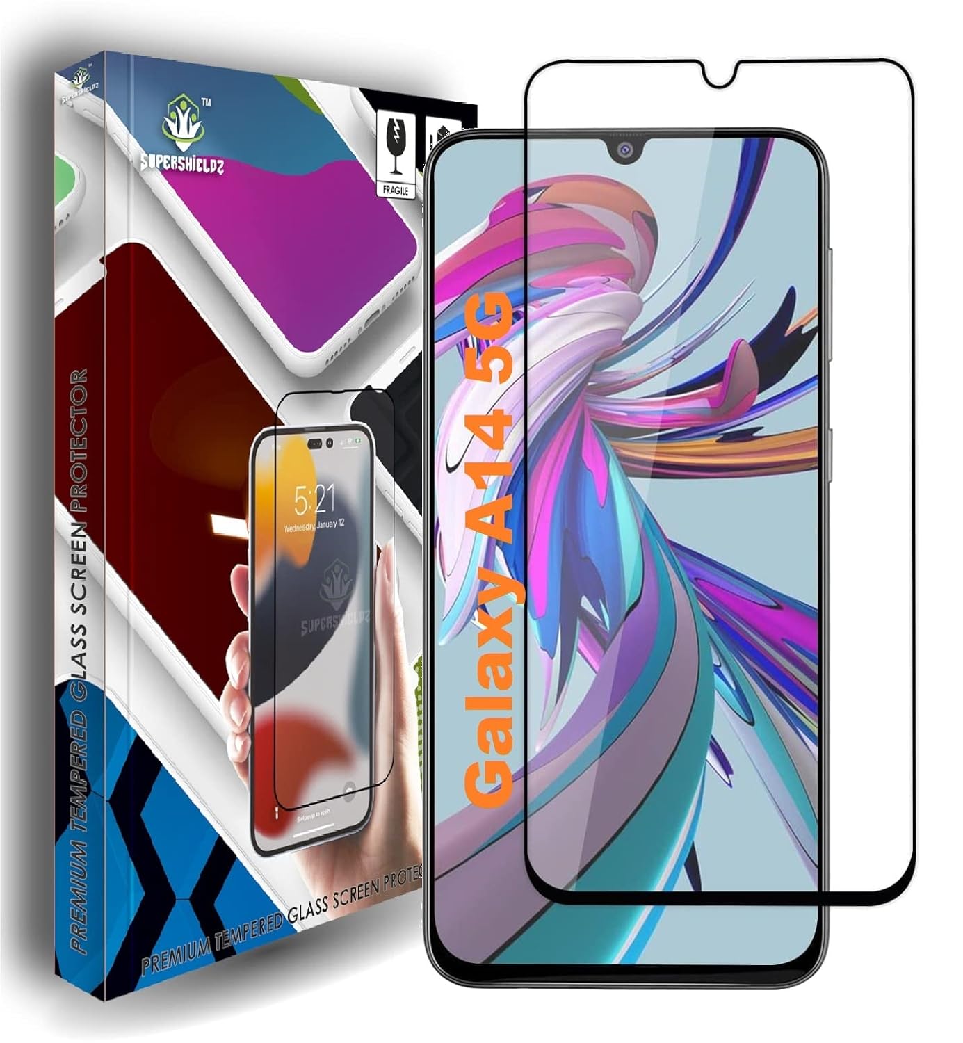Supershieldz (1 Pack) Tempered Glass for Samsung galaxy A14 5G Screen Protector Guard, [9H Diamond Hard], Anti Scratch, Bubble Free, edge to edge – Clear