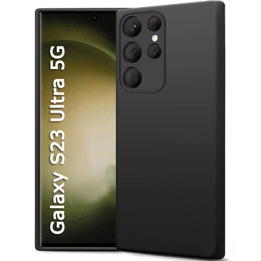 TheGiftKart Genuine Liquid Silicone Back Cover Case for Samsung S23 Ultra 5G | Soft Micro-Fibre Lining Inside | Camera Protection Bump | Shockproof Back Cover Case for S23 Ultra 5G (Silicone, Black)