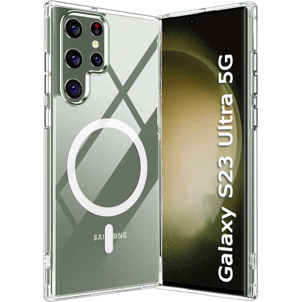 TheGiftKart Hybrid Back Cover Case for Samsung Galaxy S23 Ultra 5G Compatible with MagSafe | Shockproof Design | Hard Transparent Back Cover Case for Samsung Galaxy S23 Ultra (PC & TPU, Clear Sides)