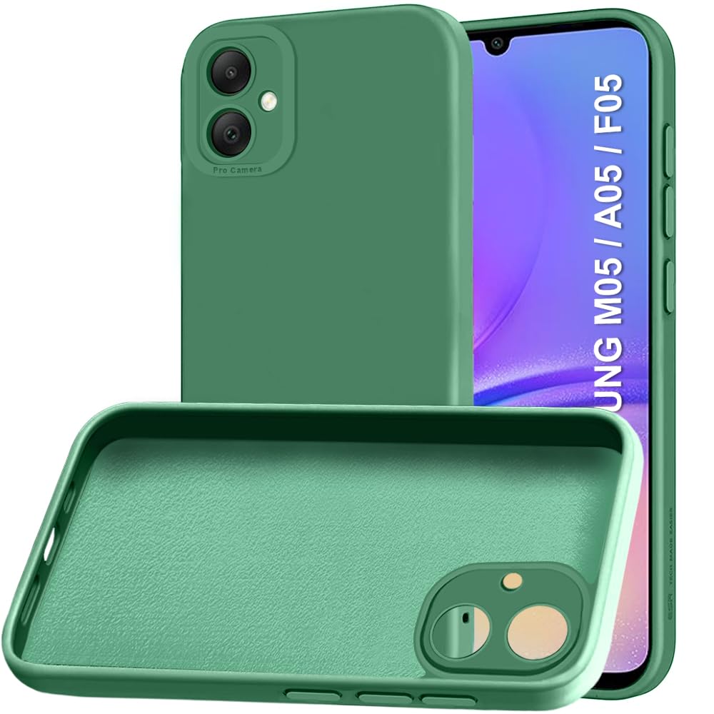 TheGiftKart Liquid Silicon Back Cover Case for Samsung Galaxy M05 / A05 / F05 | Stylish Camera Protection Module | Micro-Fibre Lining Inside | Shockproof Cover for Samsung M05 / A05 (Silicone, Green)