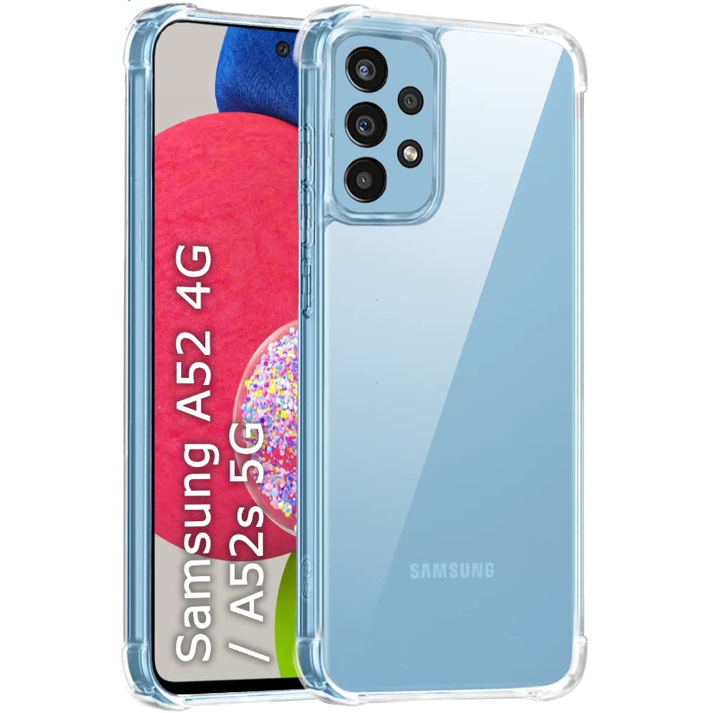 TheGiftKart Shockproof Clear Back Cover Case for Samsung Galaxy A52 / A52s 5G | 360 Degree Protection | Hard Transparent Back Cover Case for Samsung A52 / A52s 5G (PC & TPU, Transparent Bumper)