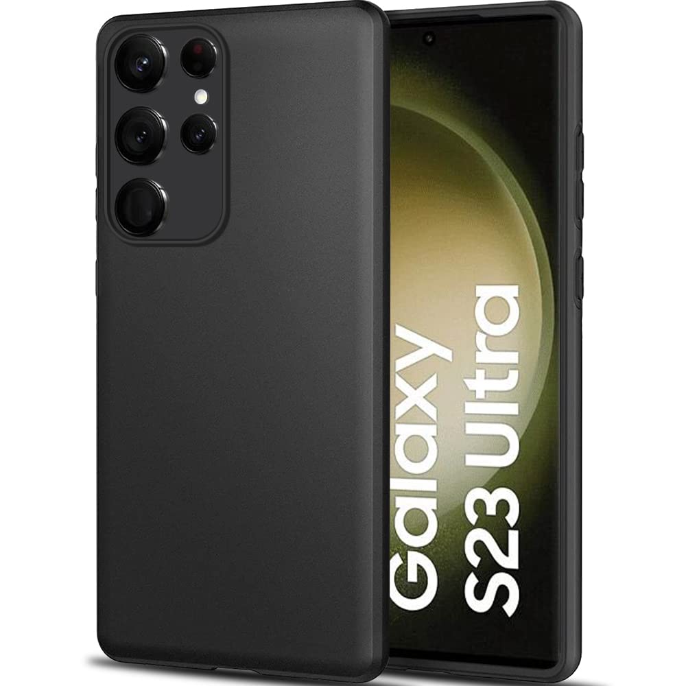TheGiftKart Sleek Back Cover Case | Slim Fit Protective Design | Ultra Matte Finish| Soft Silicon Back Cover for Samsung S23 Ultra 5G (TPU | Black)