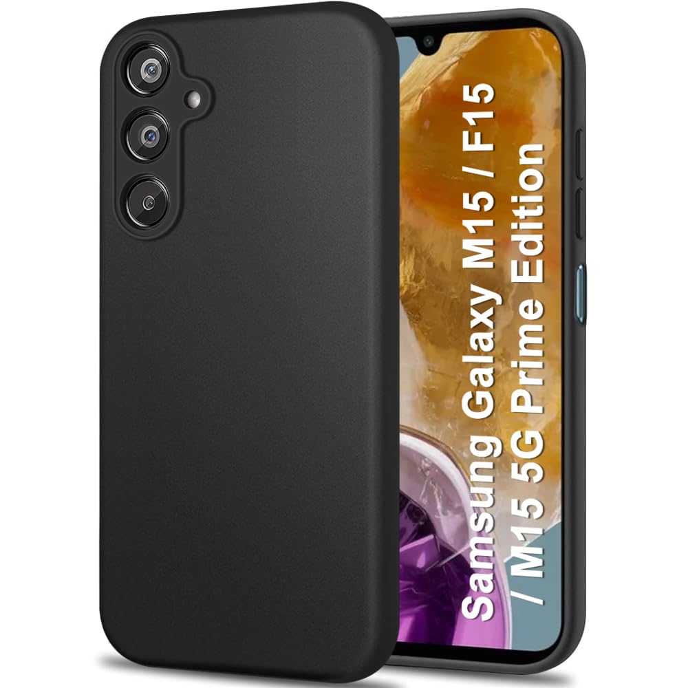 TheGiftKart Sleek Back Cover Case for Samsung Galaxy M15 / F15 / M15 5G Prime Edition | Slim Fit Protective Design | Ultra Matte Finish | Camera Protection Bump | Soft Back Cover (Silicone, Black) TheGiftKart Sleek Back Cover Case for Samsung Galaxy M15 / F15 / M15 5G Prime Edition | Slim Fit Protective Design | Ultra Matte Finish | Camera Protection Bump | Soft Back Cover (Silicone, Black)